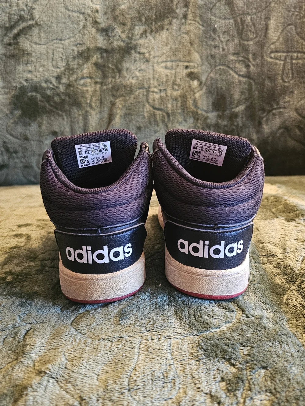 Adidas Hoops Mid 2 Toddler Kids High-Top Sneakers in Black, White and Red
